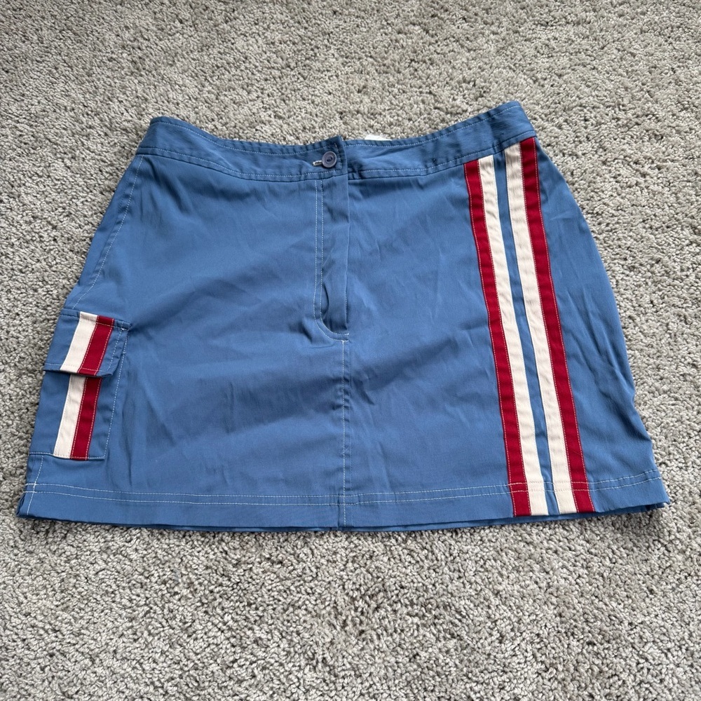 R&R Sports Women's Blue Skirt Red White Stripe Accents Size Small